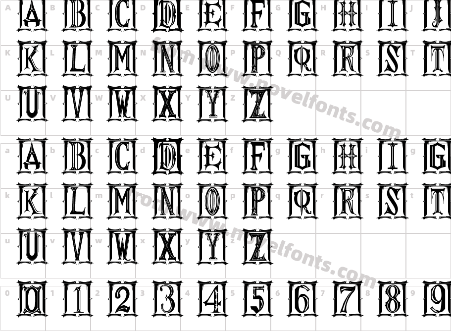 Gothic Kapital StCharacter Map