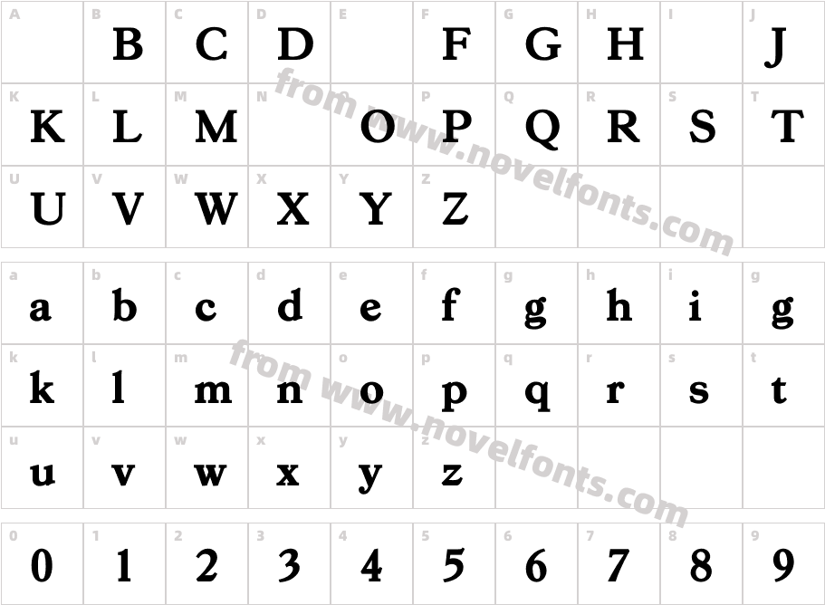 GoudY38ExtraBoldCharacter Map