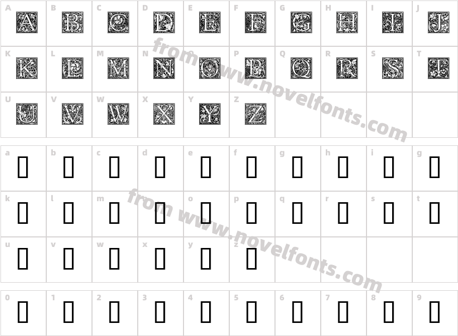 Goudy InitialenCharacter Map