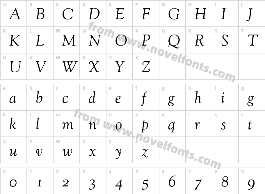 Goudy-ItalicOsFCharacter Map