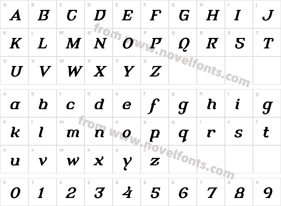 Alembic-BoldItalicOneCharacter Map