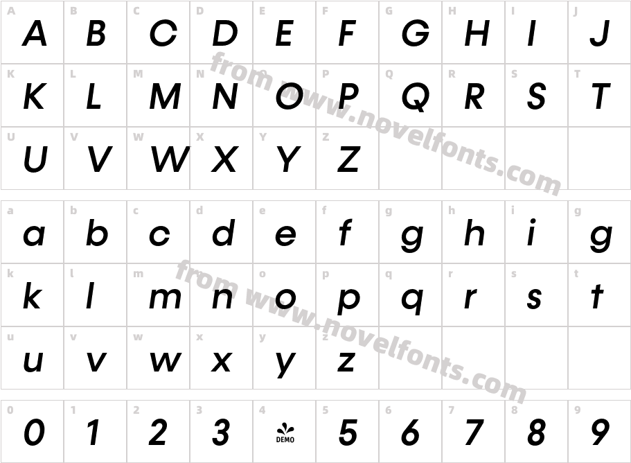 FSP DEMO Konnect Medium ItalicCharacter Map