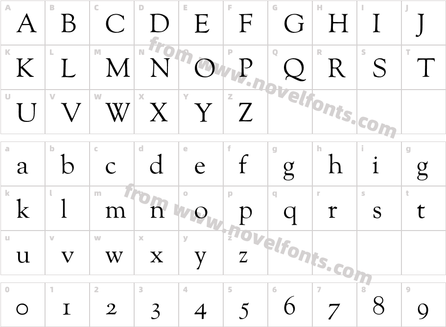 GoudyOldstyleHCharacter Map