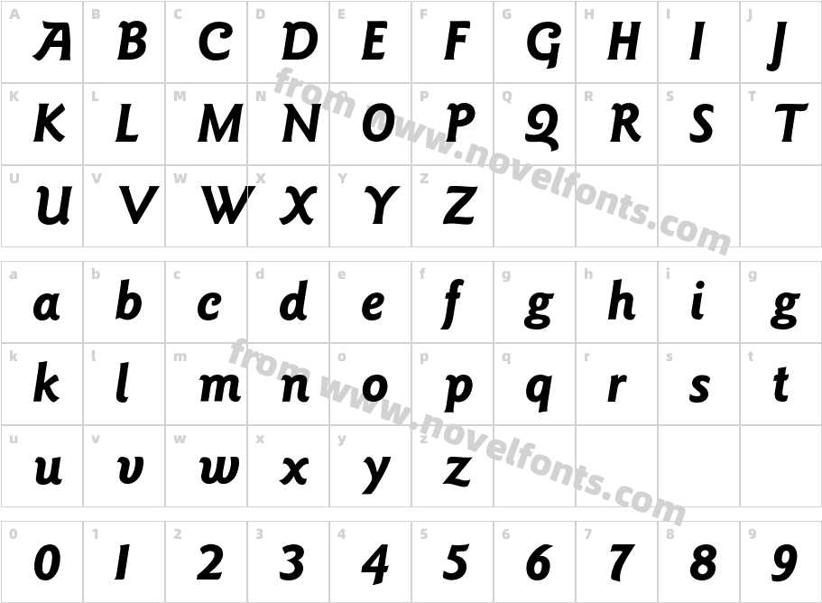 GoudySansBoldItalicCharacter Map