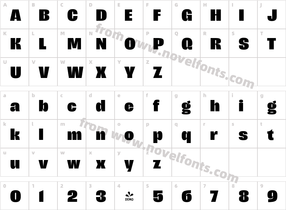 FSP DEMO Margit Heavy RegularCharacter Map