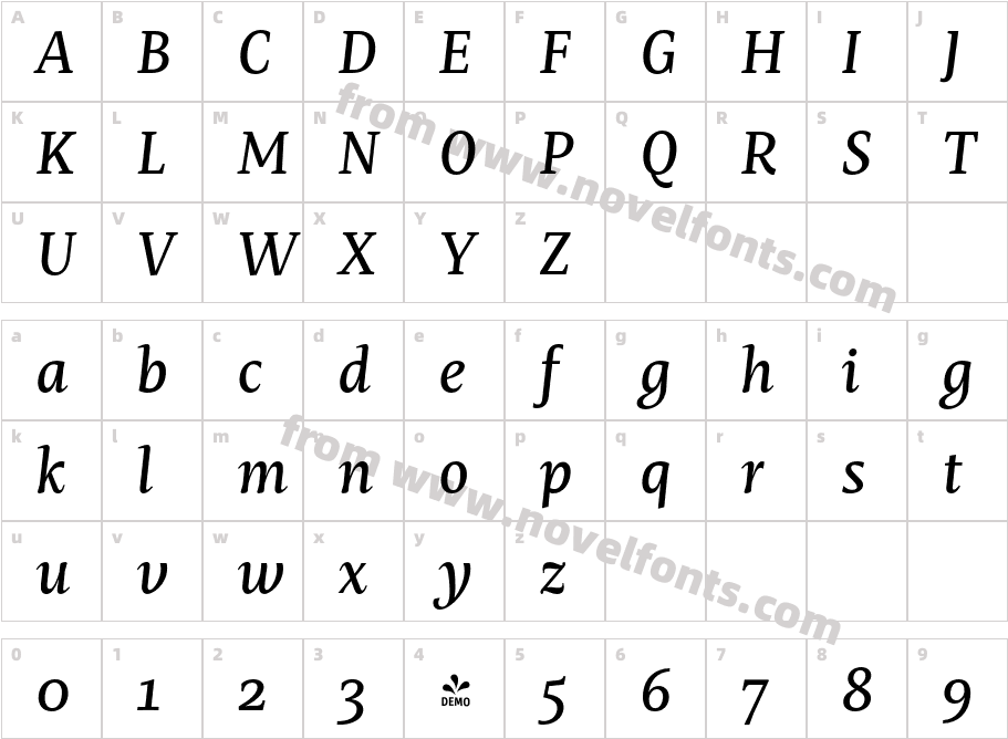 FSP DEMO Mastro Caption Medium Italic RegularCharacter Map