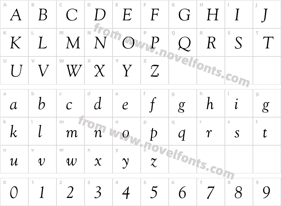 GoudyStd-ItalicCharacter Map