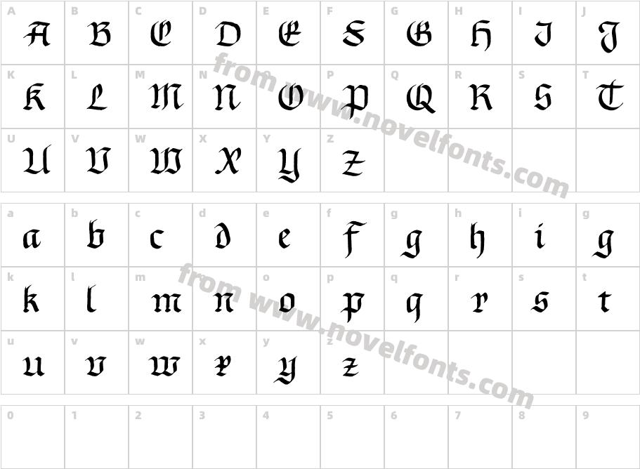 Gourdie Gothic DeuxCharacter Map