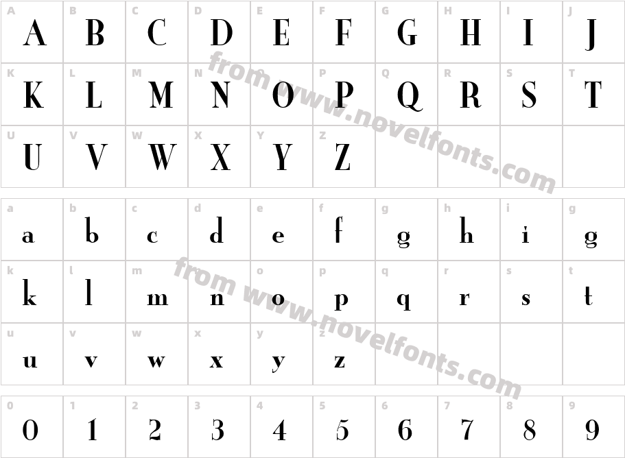 Grail New CondensedCharacter Map