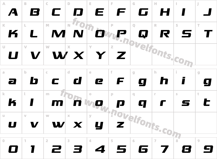 Grand National Semi ItalicCharacter Map