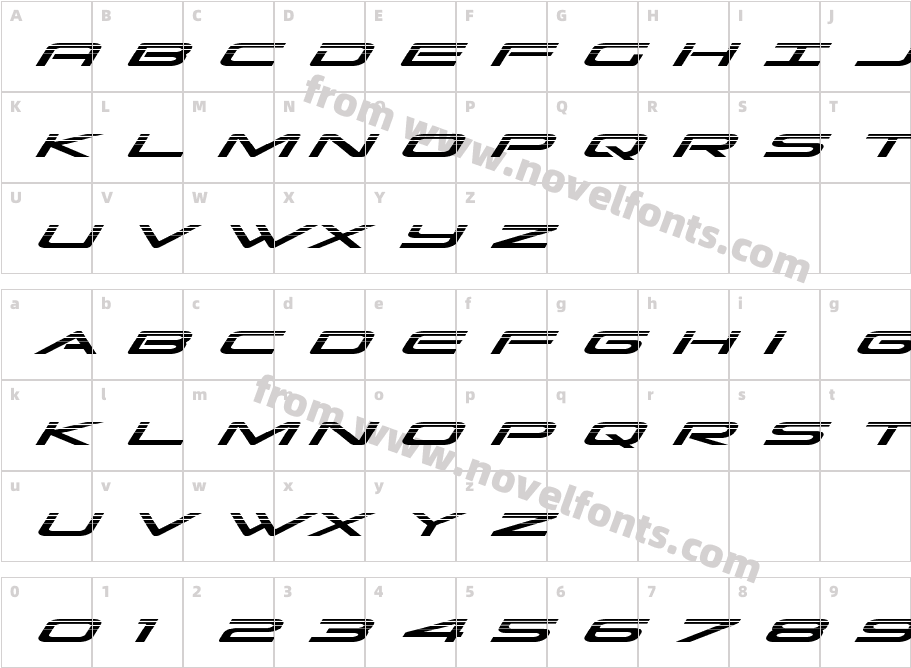 Grand Sport Halftone ItalicCharacter Map