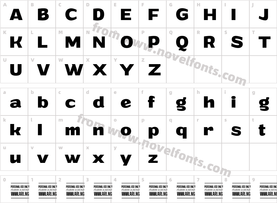 Grandi PERSONAL USE BoldCharacter Map