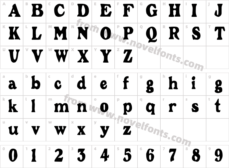 GrantCondensedRegularSWFTECharacter Map