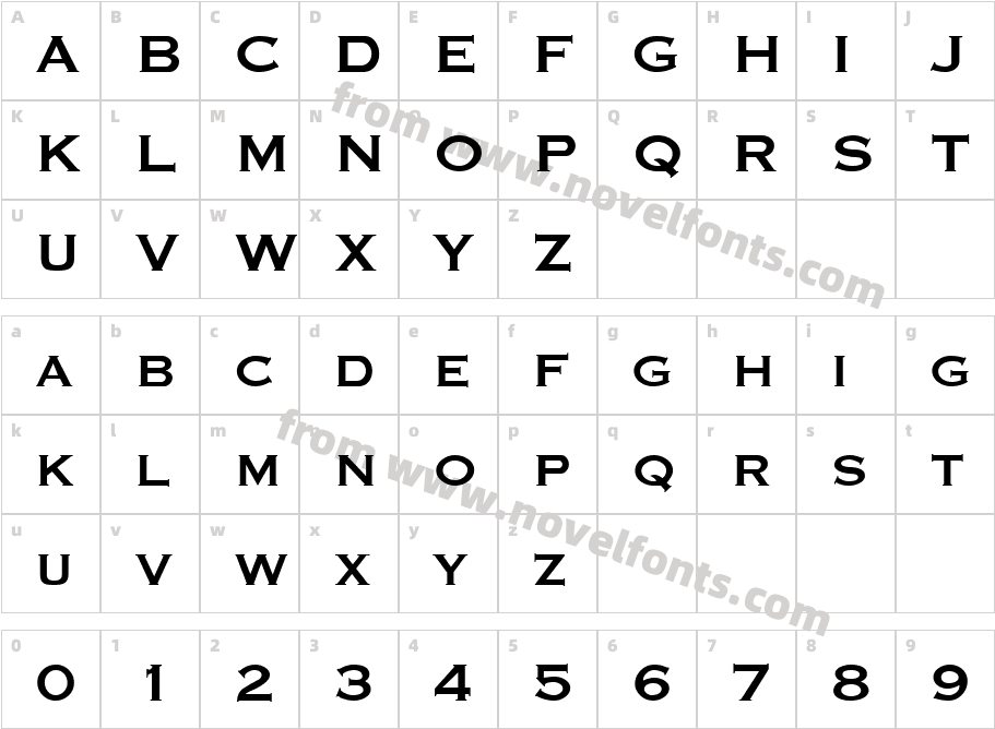 Graverplate BoldCharacter Map