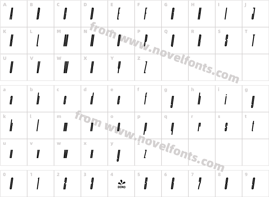FSP DEMO Procerus Light ItalicCharacter Map