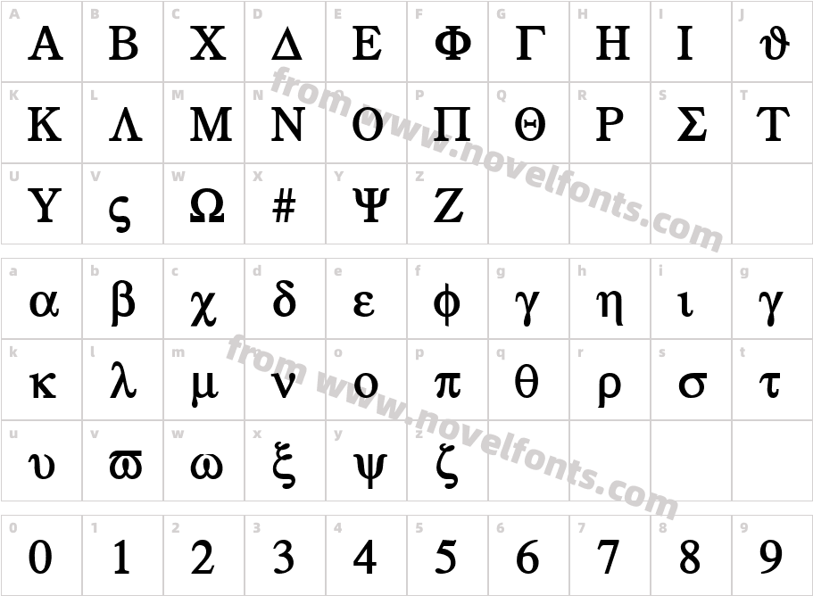 Greek BoldCharacter Map