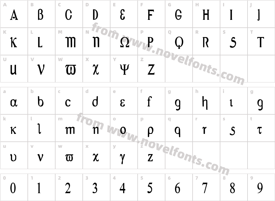 GreexCharacter Map