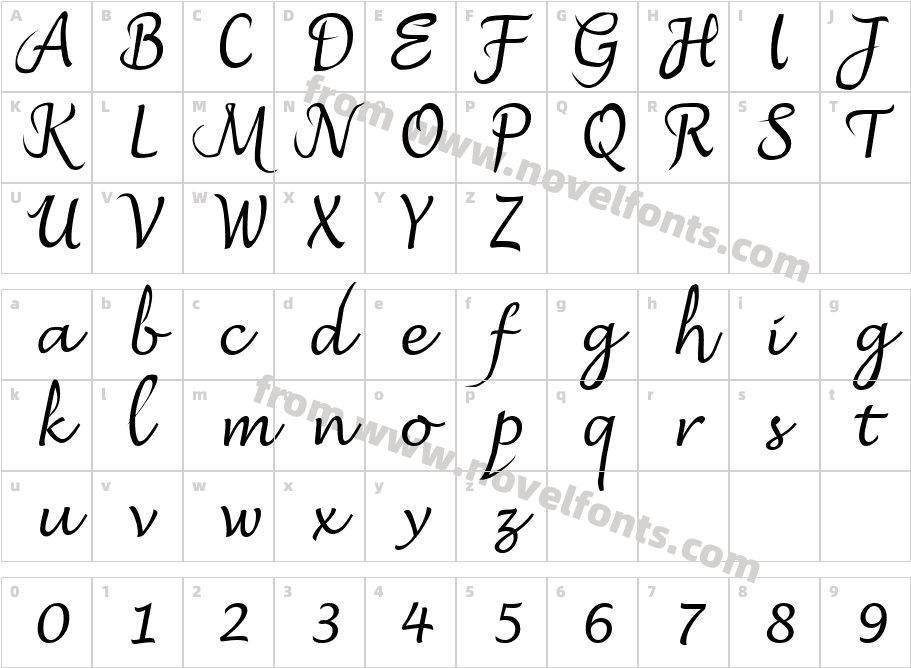 GrevinnansItalicCharacter Map