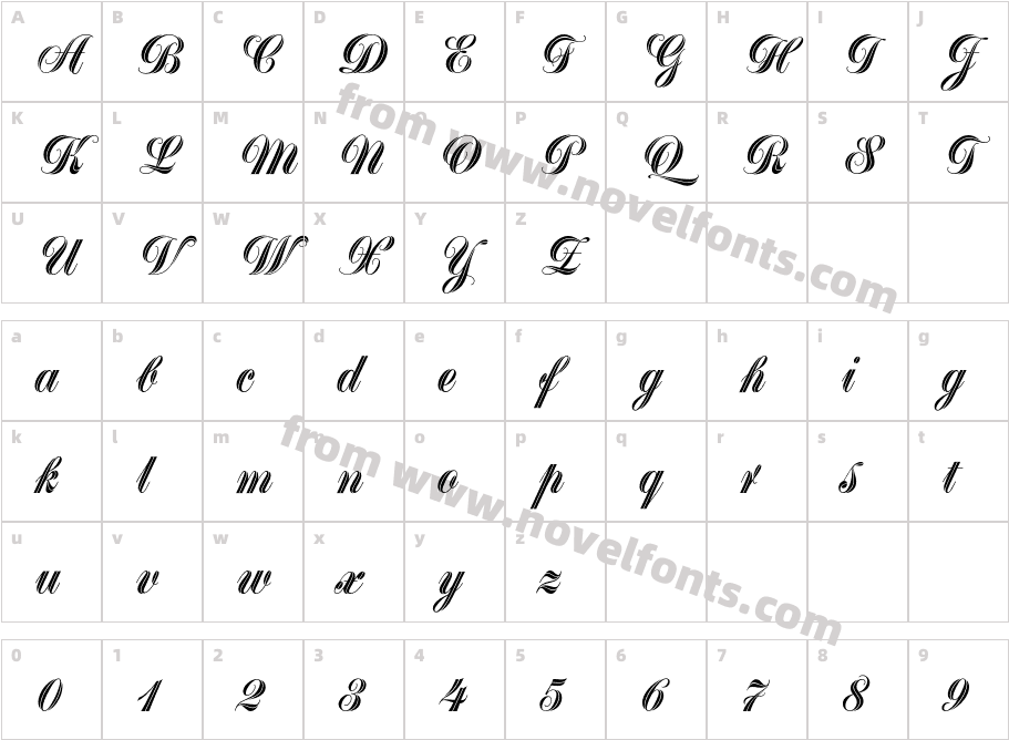 GreytonScriptStdCharacter Map