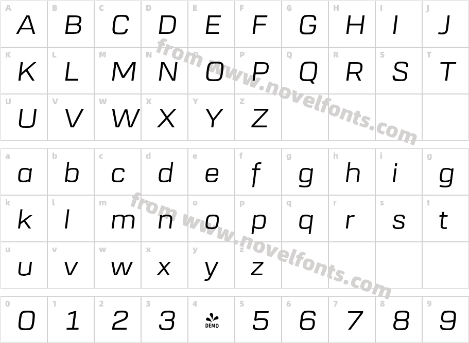 FSP DEMO URW Dock Ext ItalicCharacter Map