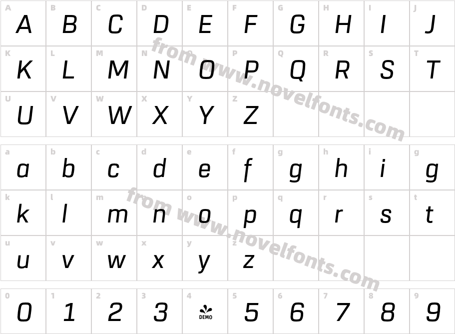 FSP DEMO URW Dock Medium ItalicCharacter Map