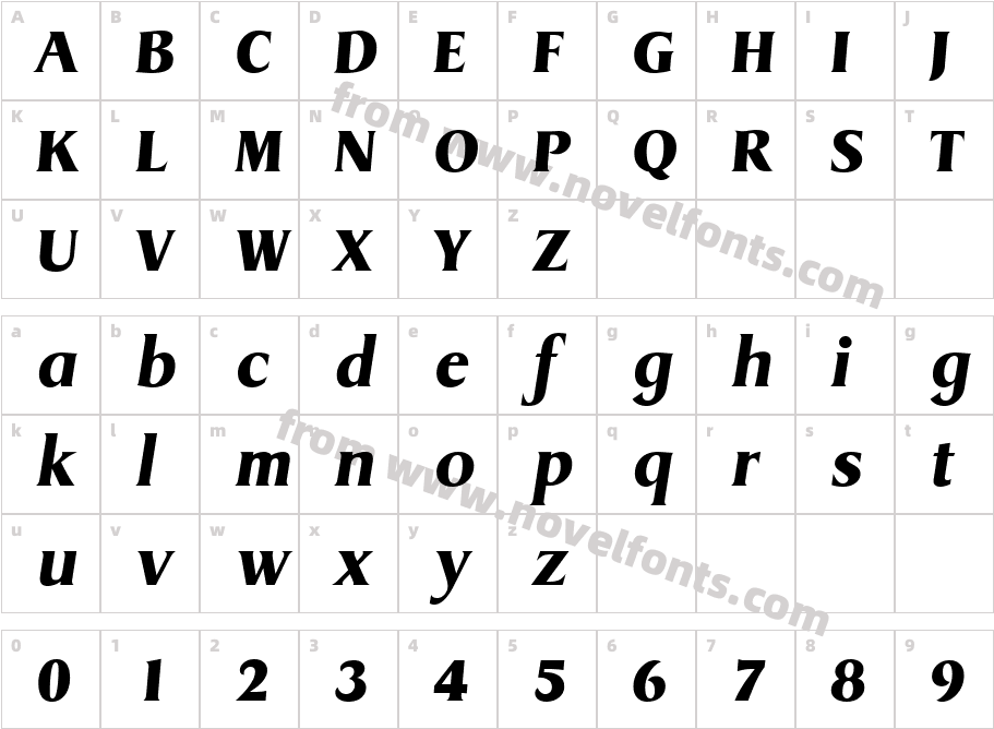 Griffon Extrabold ItalicCharacter Map