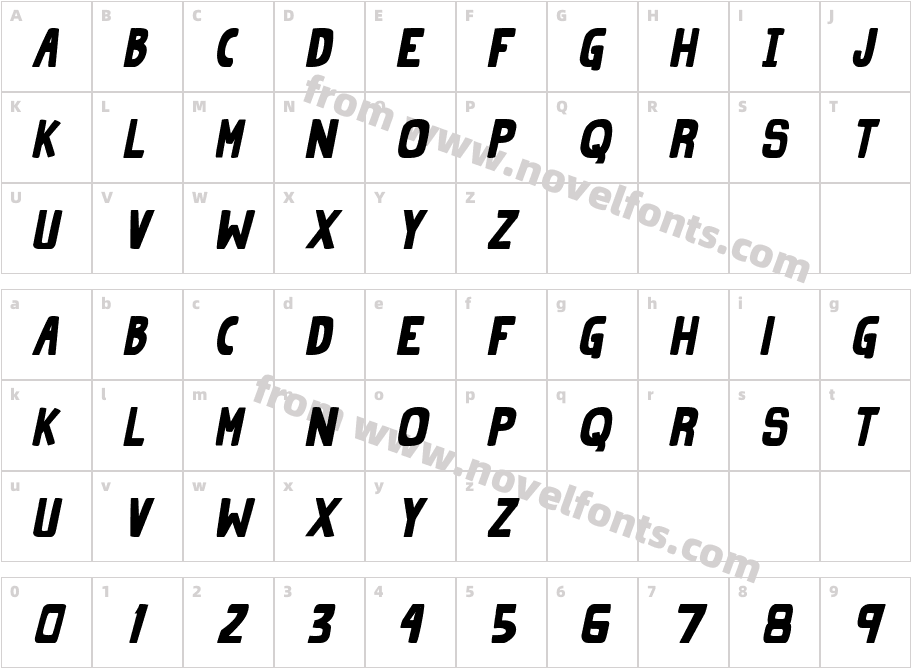 Grind Zero Bold ItalicCharacter Map