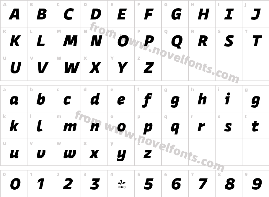 FSP DEMO Ways Black ItalicCharacter Map