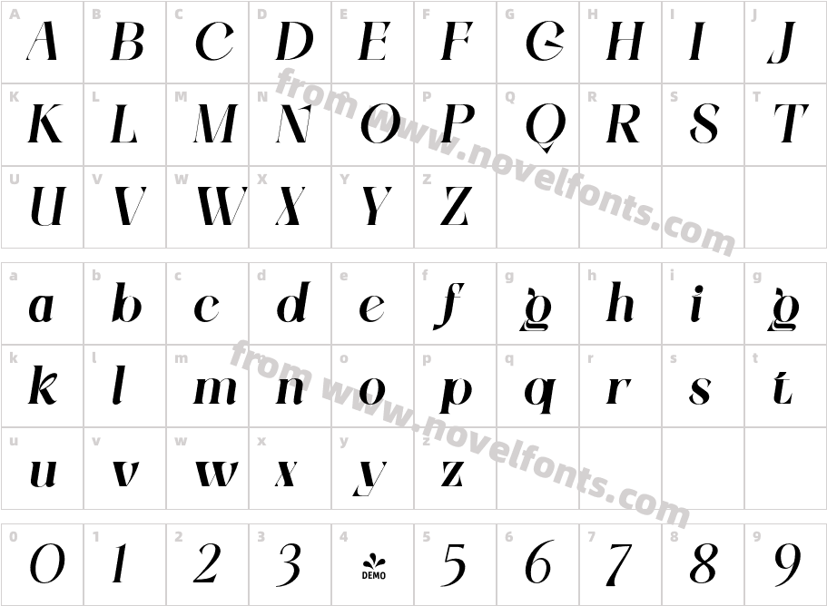FSP DEMO Zenoa Bold ItalicCharacter Map
