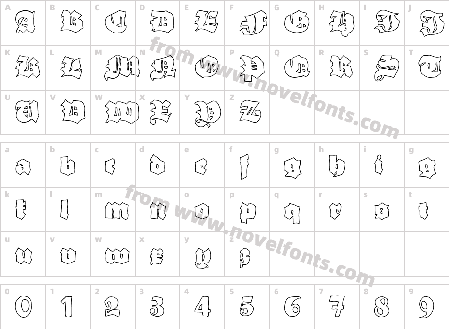 GrobeHand-LineCharacter Map