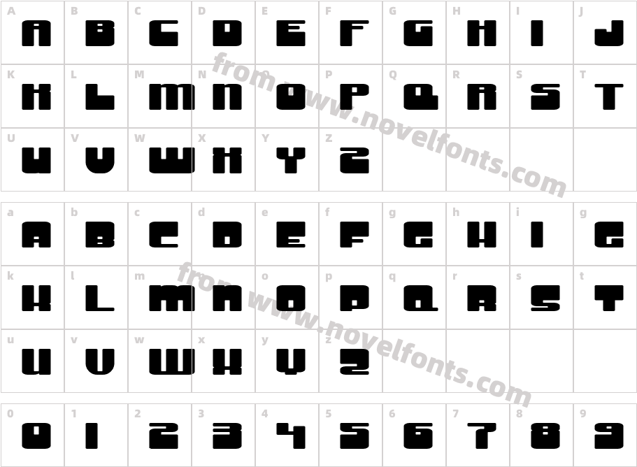 Groove Machine Exp Upright BoldCharacter Map