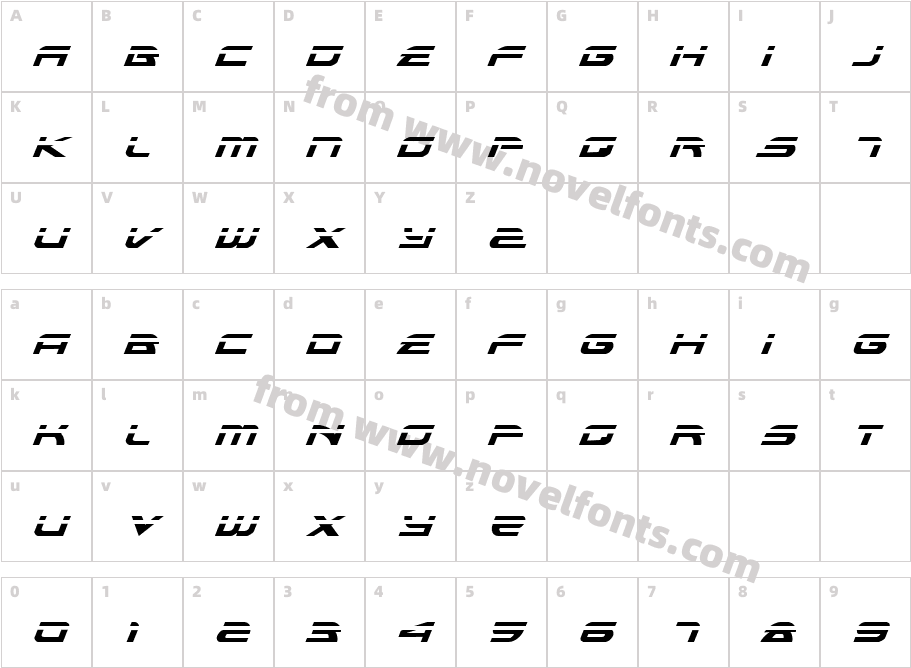 Alexis Laser ItalicCharacter Map