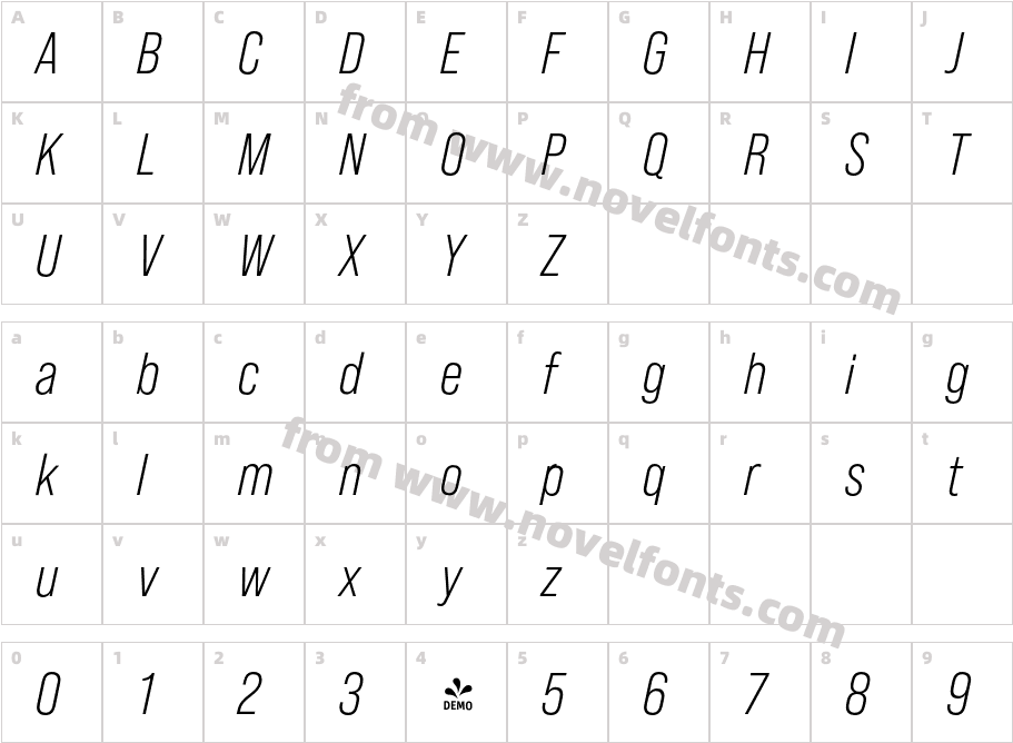 FSP DEMO Bebas Neue Pro Book ItalicCharacter Map