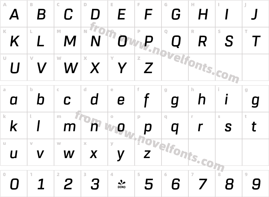 FSP DEMO URW Dock Semibold ItalicCharacter Map