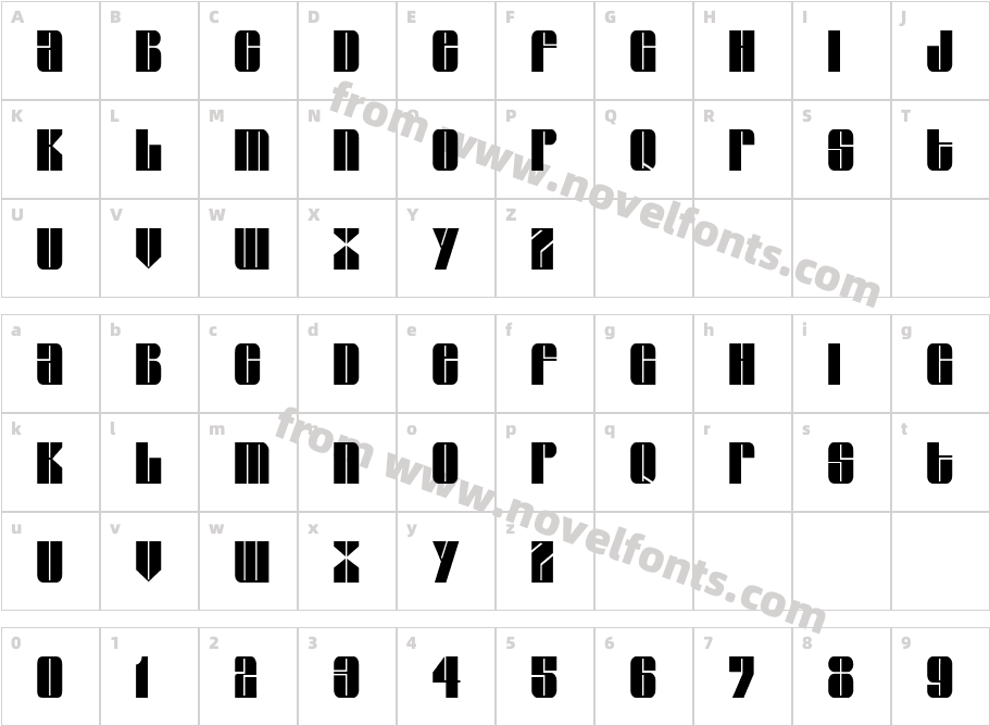 GroverThin RegularCharacter Map