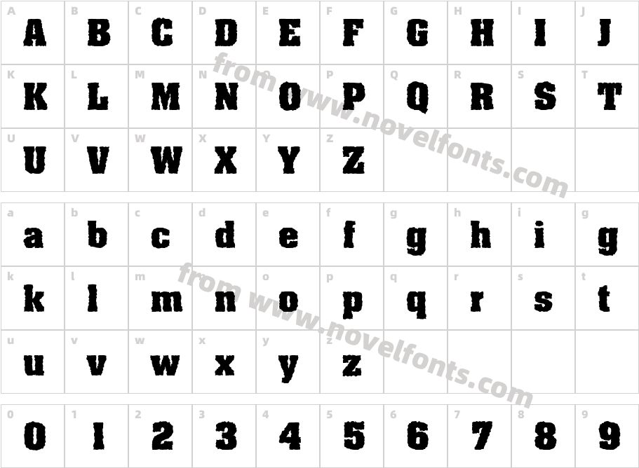 Grunge Aching BoldCharacter Map