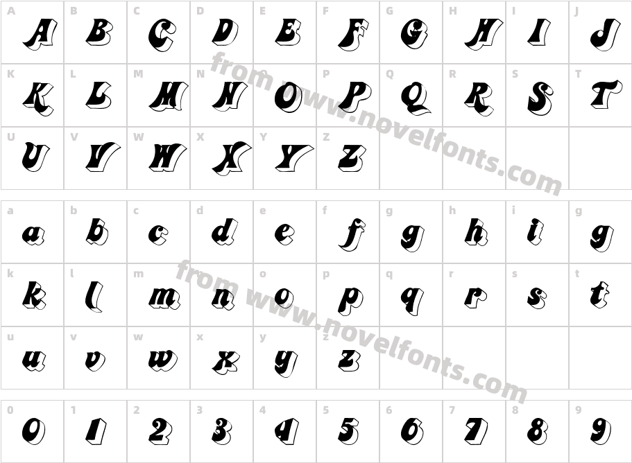 GummyDisplay ItalicCharacter Map