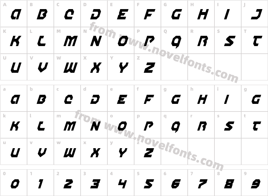 Gunner Storm Condensed ItalicCharacter Map