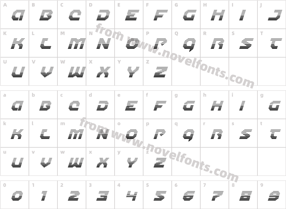 Gunner Storm Gradient ItalicCharacter Map