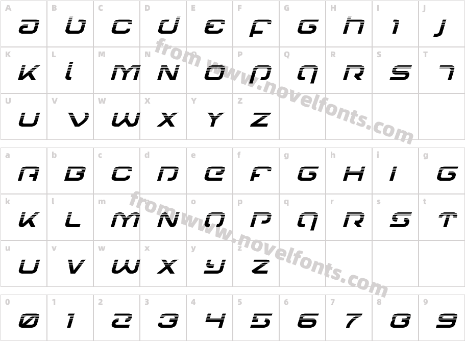 Gunrunner Halftone ItalicCharacter Map