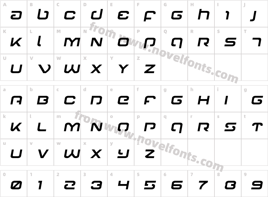 Gunrunner Semi-ItalicCharacter Map