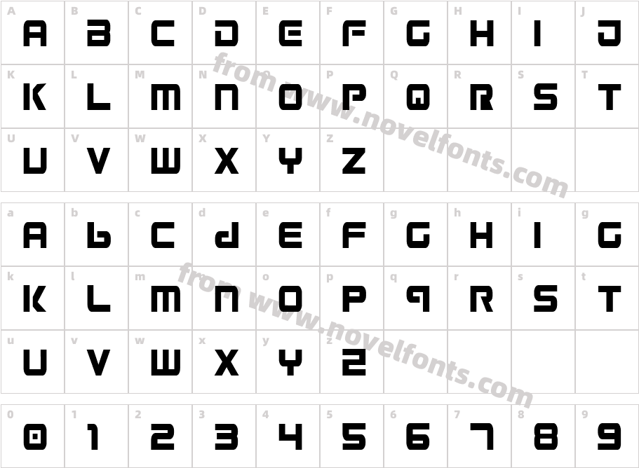 Gunship CondensedCharacter Map