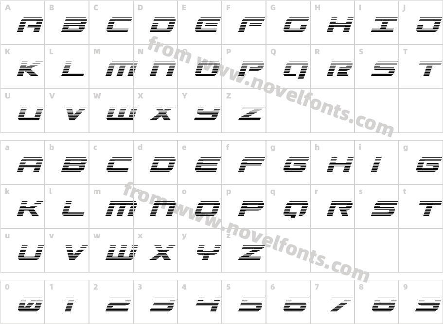 Gunship Gradient ItalicCharacter Map