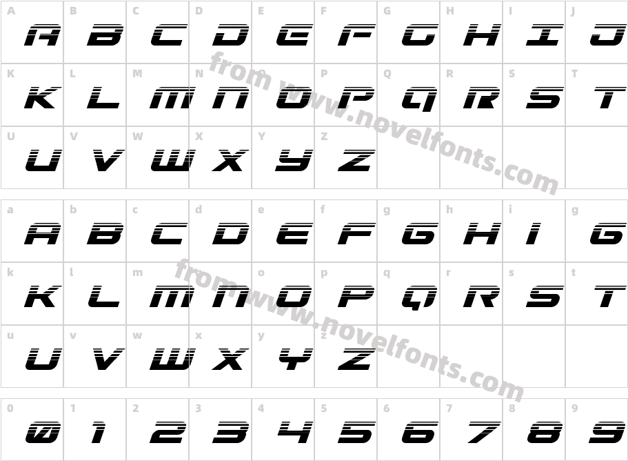 Gunship Halftone ItalicCharacter Map