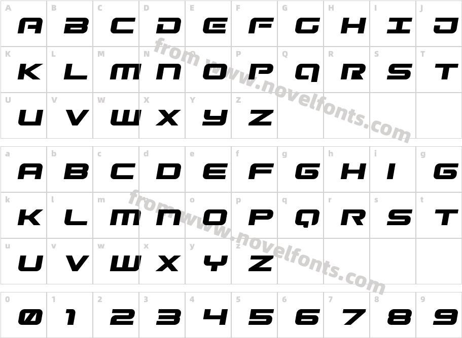 Gunship Semi-ItalicCharacter Map