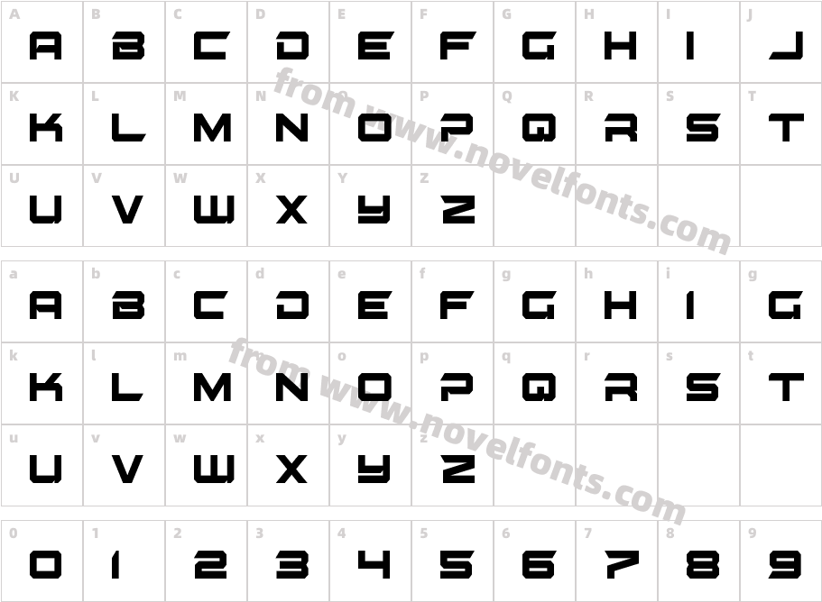 Gypsy Killer CondensedCharacter Map