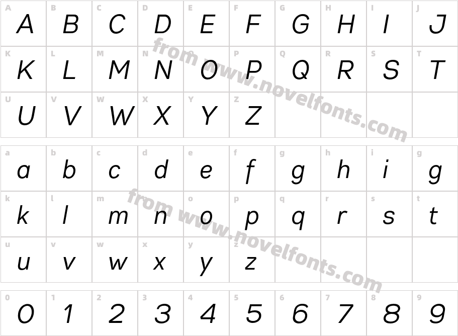 Gabriel Sans Cond Trial Normal ItalicCharacter Map