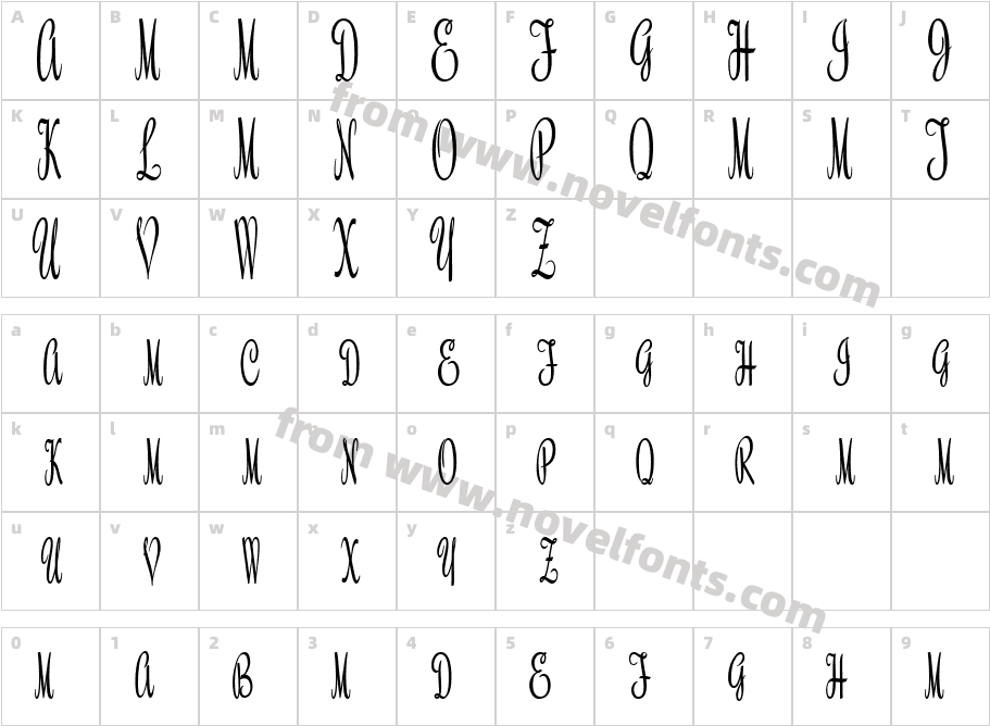 HMRoselyn Script Monograms DEMOCharacter Map