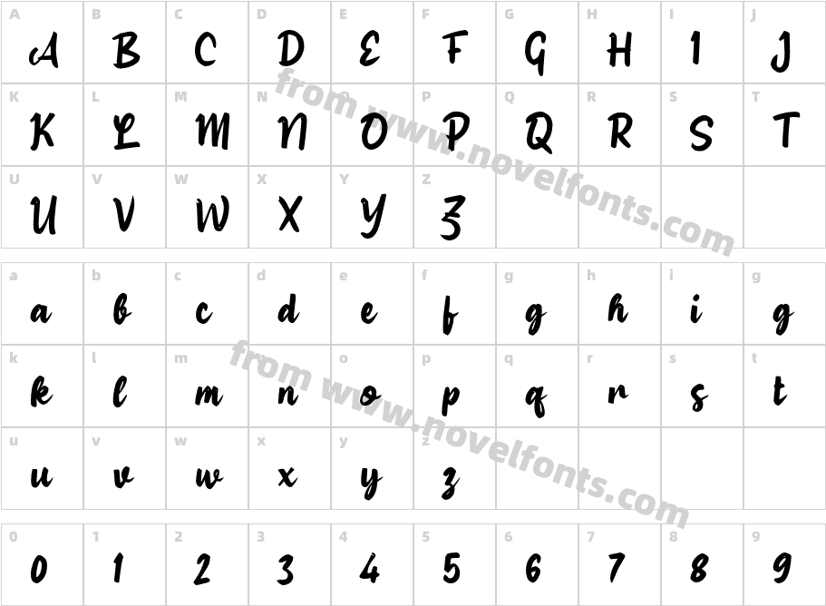 Halina ScriptCharacter Map