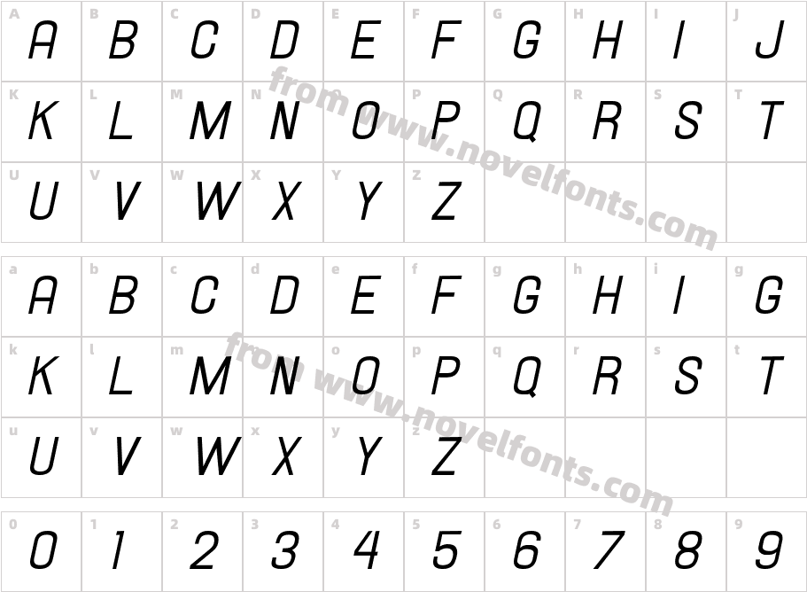 Hallandale Italic JLCharacter Map